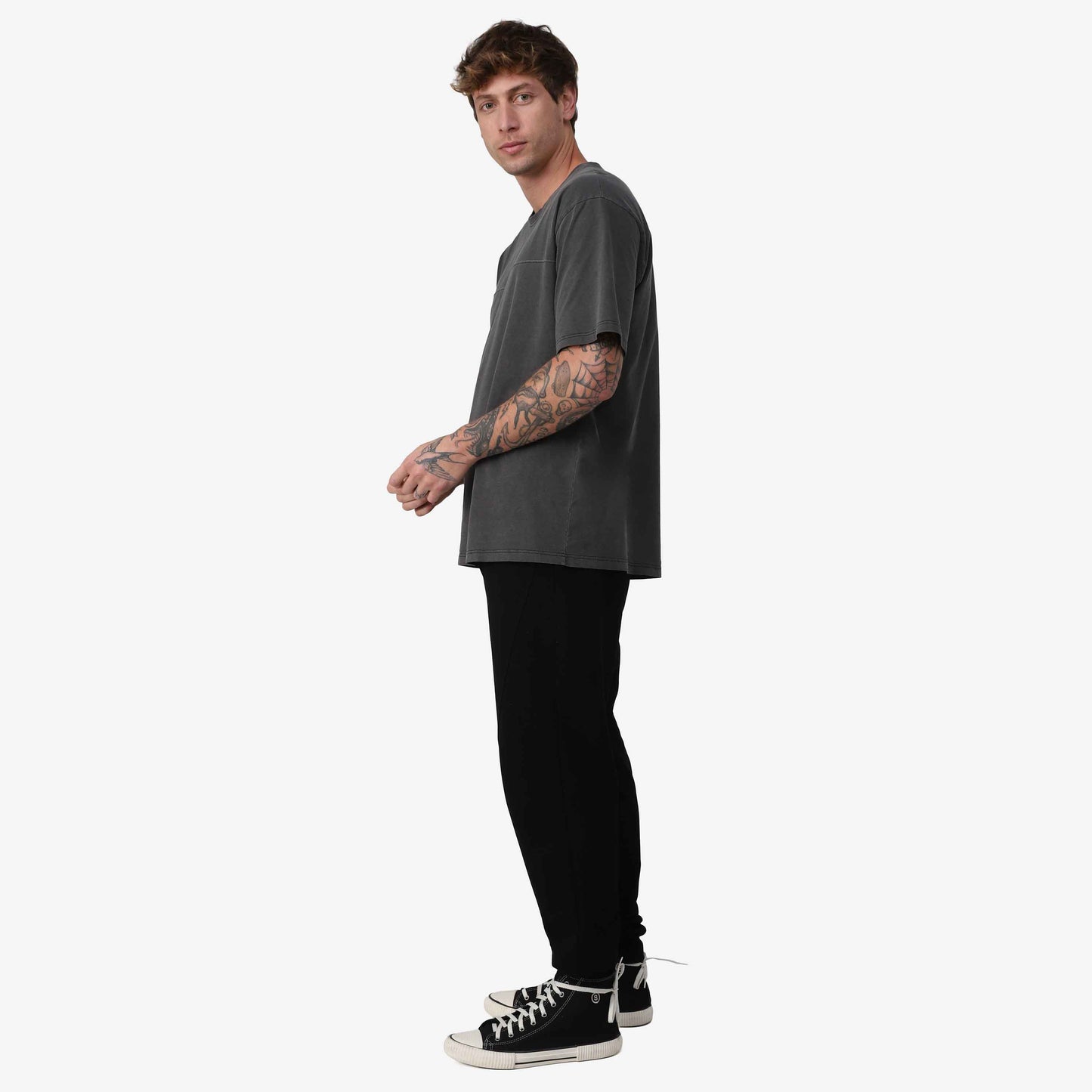 T-Shirt Stone Oversized Masculina - Preto