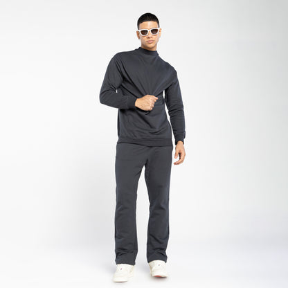 Blusão Tech Impermeável Moletom Flanelado Gola Alta - Cinza Escuro