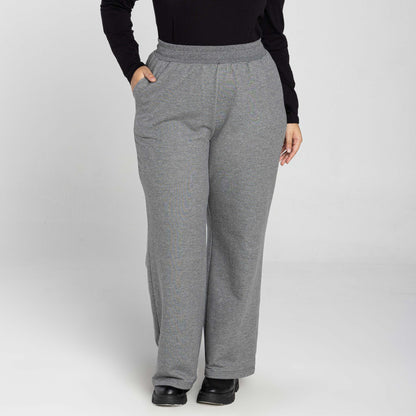 Calça Wide Moletom Tech Impermeável Plus - Mescla Escuro