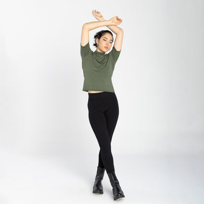 Tech T-Shirt Modal Gola Alta Feminina - Verde Figo