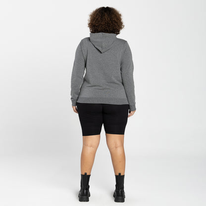 Blusão Moletom Comfort Flanelado Capuz Plus Feminino - Mescla Escuro