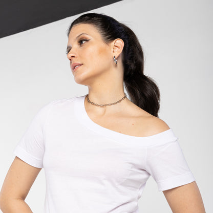 Tech T-Shirt Impermeável Ombro Único Feminina - Branco