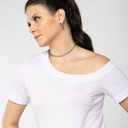 Tech T-Shirt Impermeável Ombro Único Feminina - Branco
