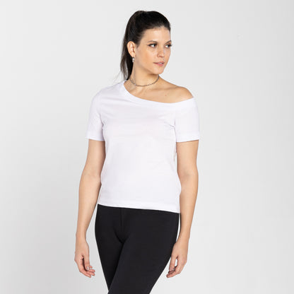 Tech T-Shirt Impermeável Ombro Único Feminina - Branco