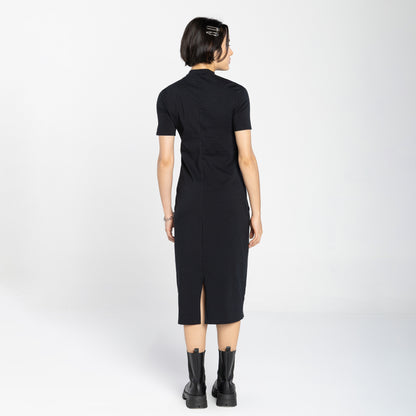 Vestido Comfort Gola Alta Midi - Preto