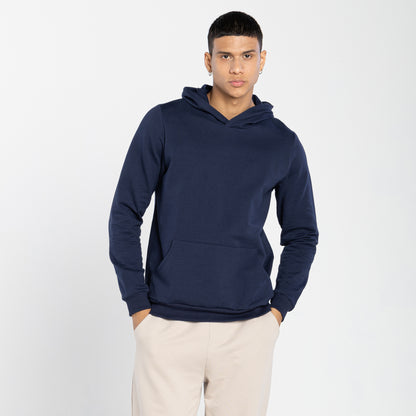 Blusão Moletom Comfort Flanelado Capuz Masculino - Azul Marinho