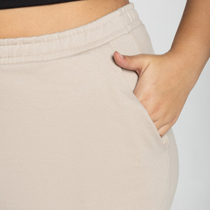 Calça Reta Moletom Tech Impermeável Plus Feminina - Bege Aveia