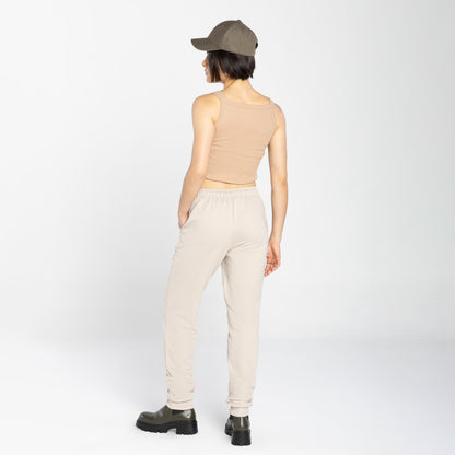Calça Jogger Moletom Tech Impermeável Feminina - Bege Aveia