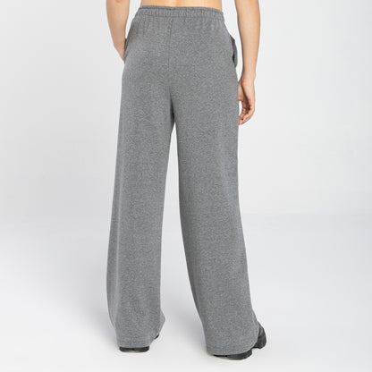 Calça Wide Moletom Comfort Feminina - Mescla Escuro