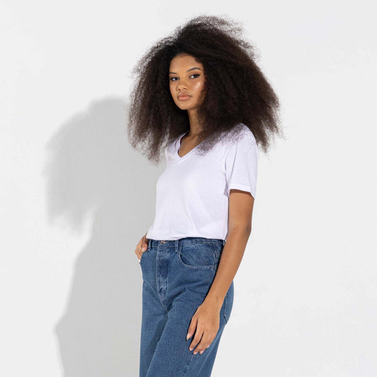 Camiseta Pima Gola V Feminina | Life Collection - Branco