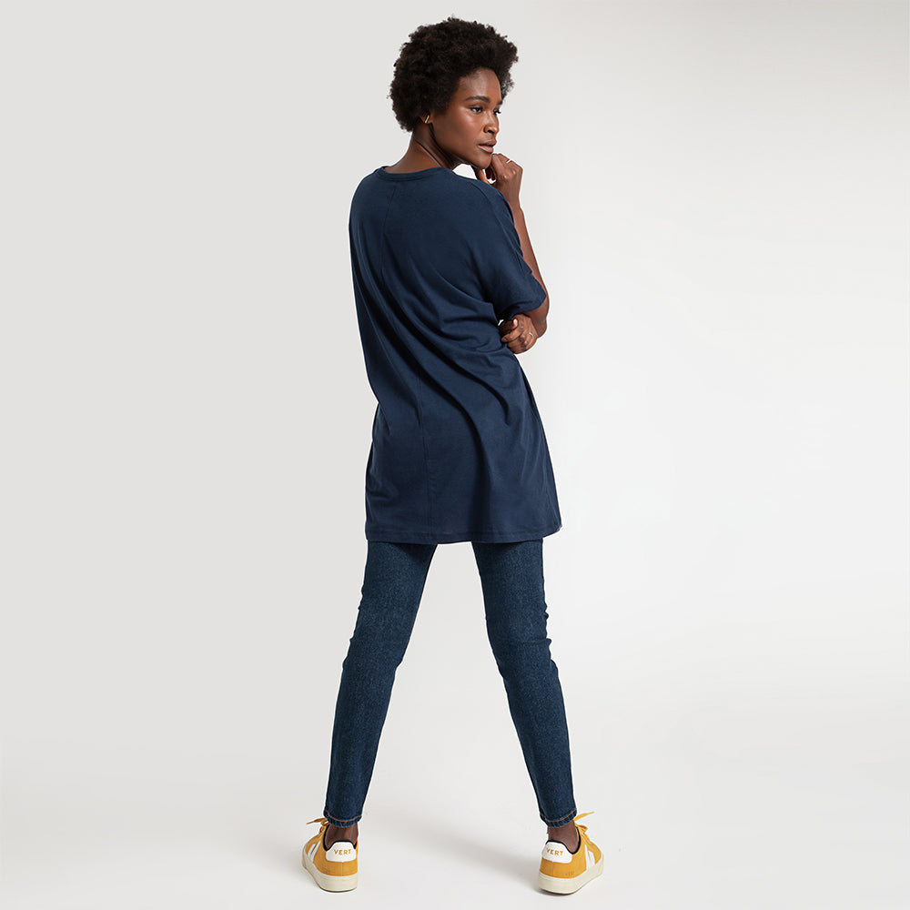 Camiseta Pima Oversized Feminina | Life Collection - Azul Marinho