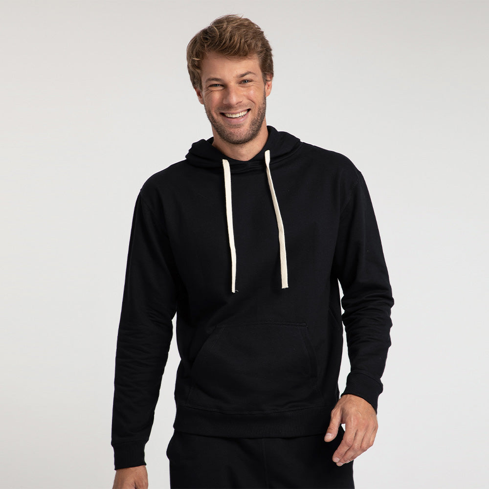 Blusão Moletom Com Capuz Masculino - Preto