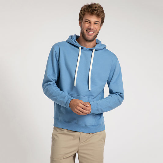 Blusão Moletom Com Capuz Masculino - Azul Celeste