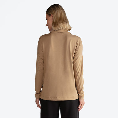 Blusa Pima Gola Rolê Feminina - Bege Pastel