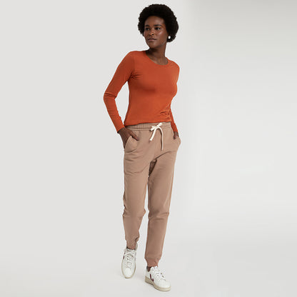 Calça Jogger de Moletom Feminina - Bege Médio