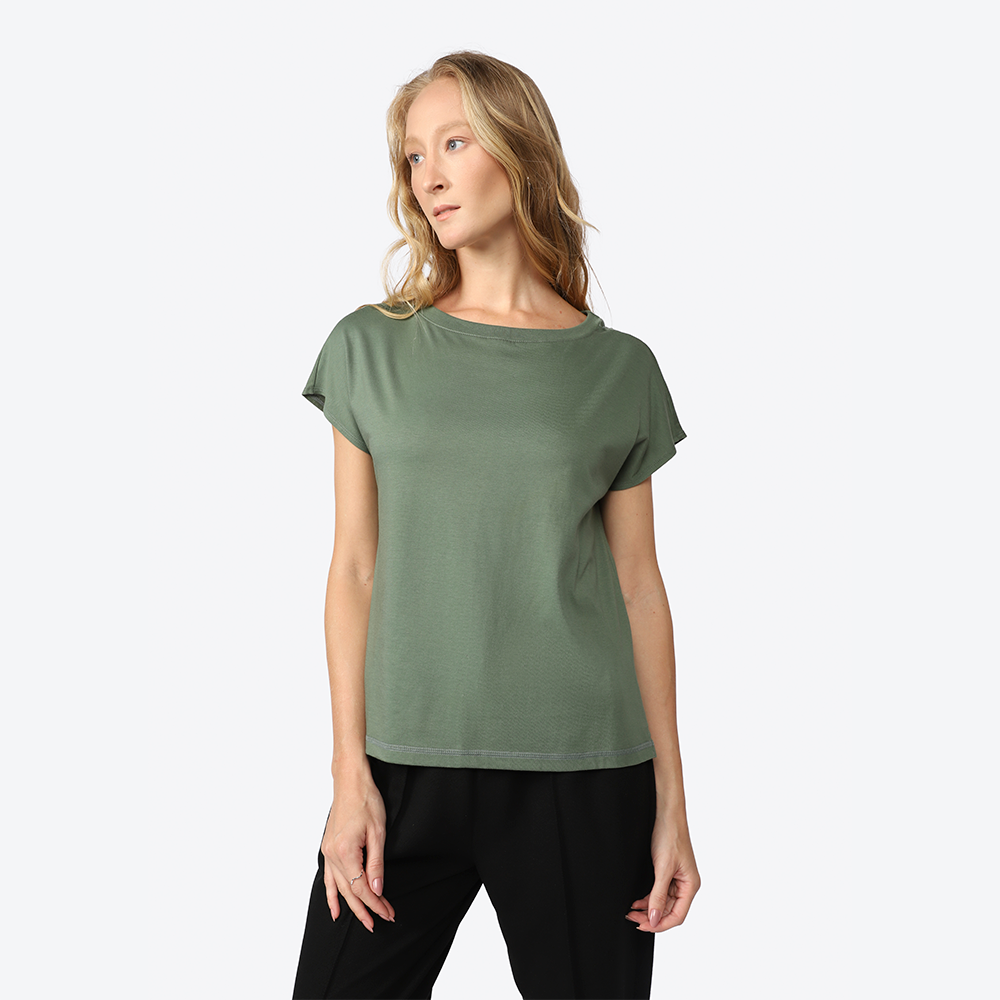 Camiseta Pima Ampla Feminina - Verde Pinheiro