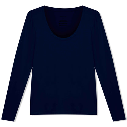 Camiseta Modal Gola U Manga Longa Feminina | Travel Collection - Azul Marinho