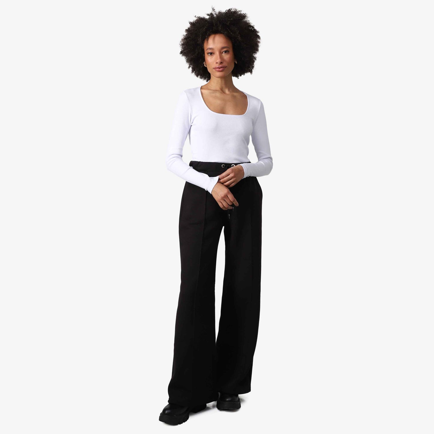 Blusa Canelada Algodão Decote Quadrado Feminina - Branco