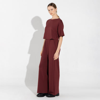 Camiseta Dense Viscose Pregas Feminina - Bordô