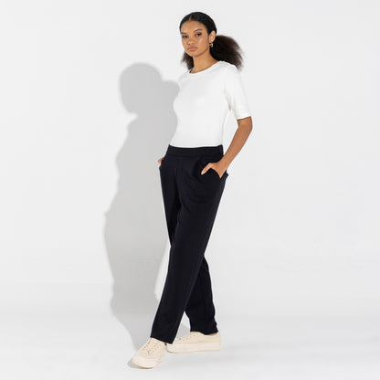 Blusa Algodão Canelado Manga Curta Feminina - Off White