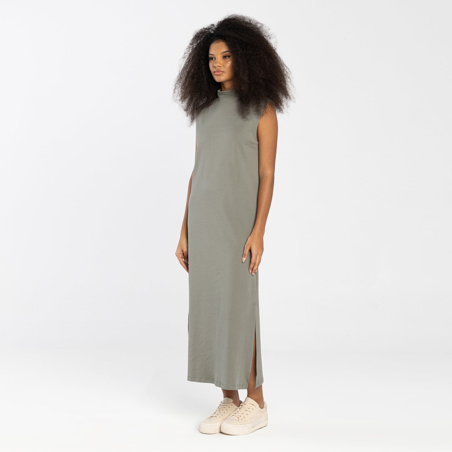 Vestido Cotton Select Regata Gola Alta - Verde Louro
