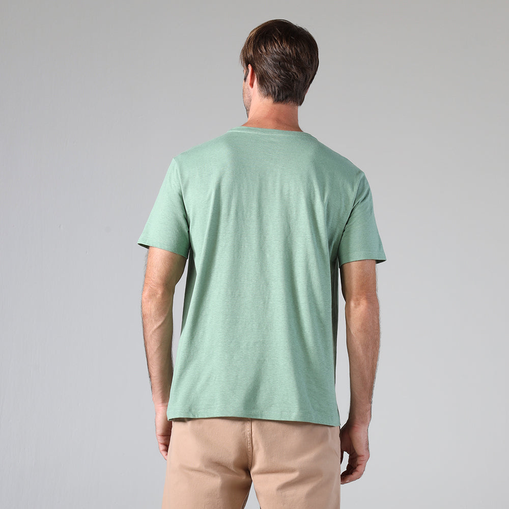 Camiseta Malha Linho Masculina - Verde Oliva