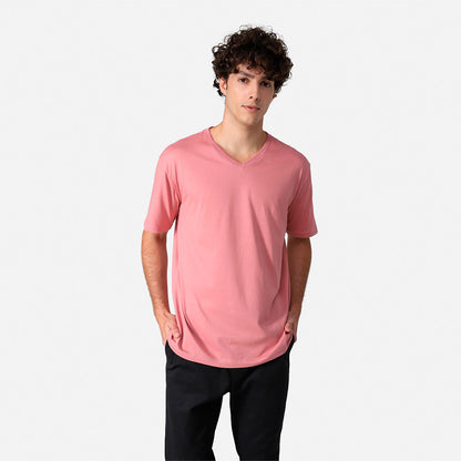 Camiseta Pima Gola V Masculina | Life Collection - Rose