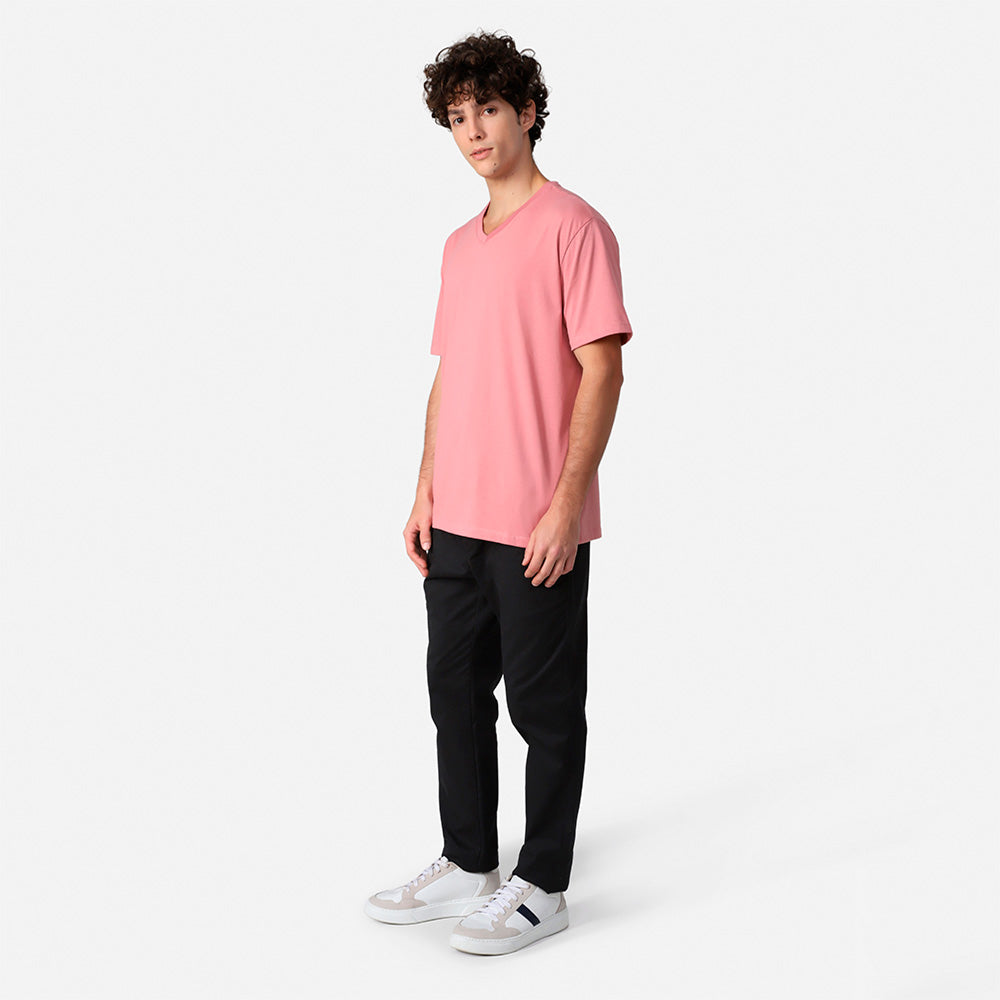 Camiseta Pima Gola V Masculina | Life Collection - Rose