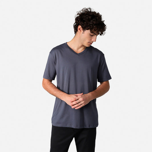 Camiseta Pima Gola V Masculina | Life Collection - Chumbo