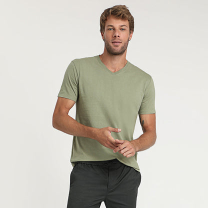 Camiseta Pima Gola V Masculina | Life Collection - Verde Jade