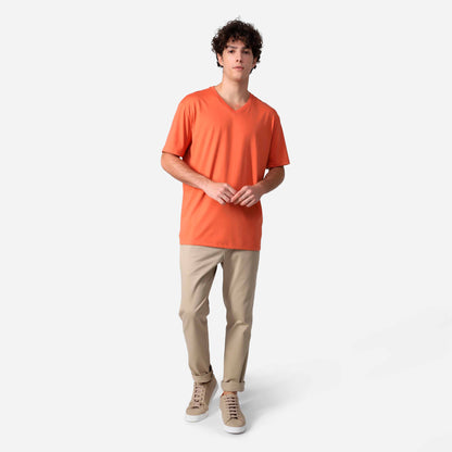 Camiseta Pima Gola V Masculina | Life Collection - Marrom Telha