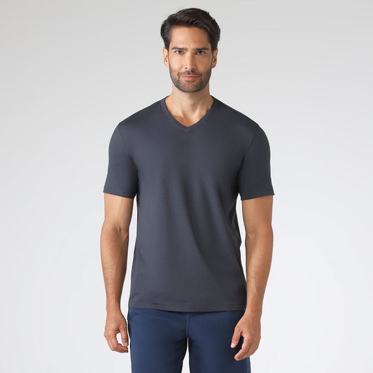 Camiseta Algodão Premium Gola V Masculina | Everyday Collection - Cinza Escuro