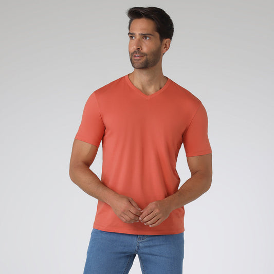 Camiseta Algodão Premium Gola V Masculina | Everyday Collection - Marrom Telha