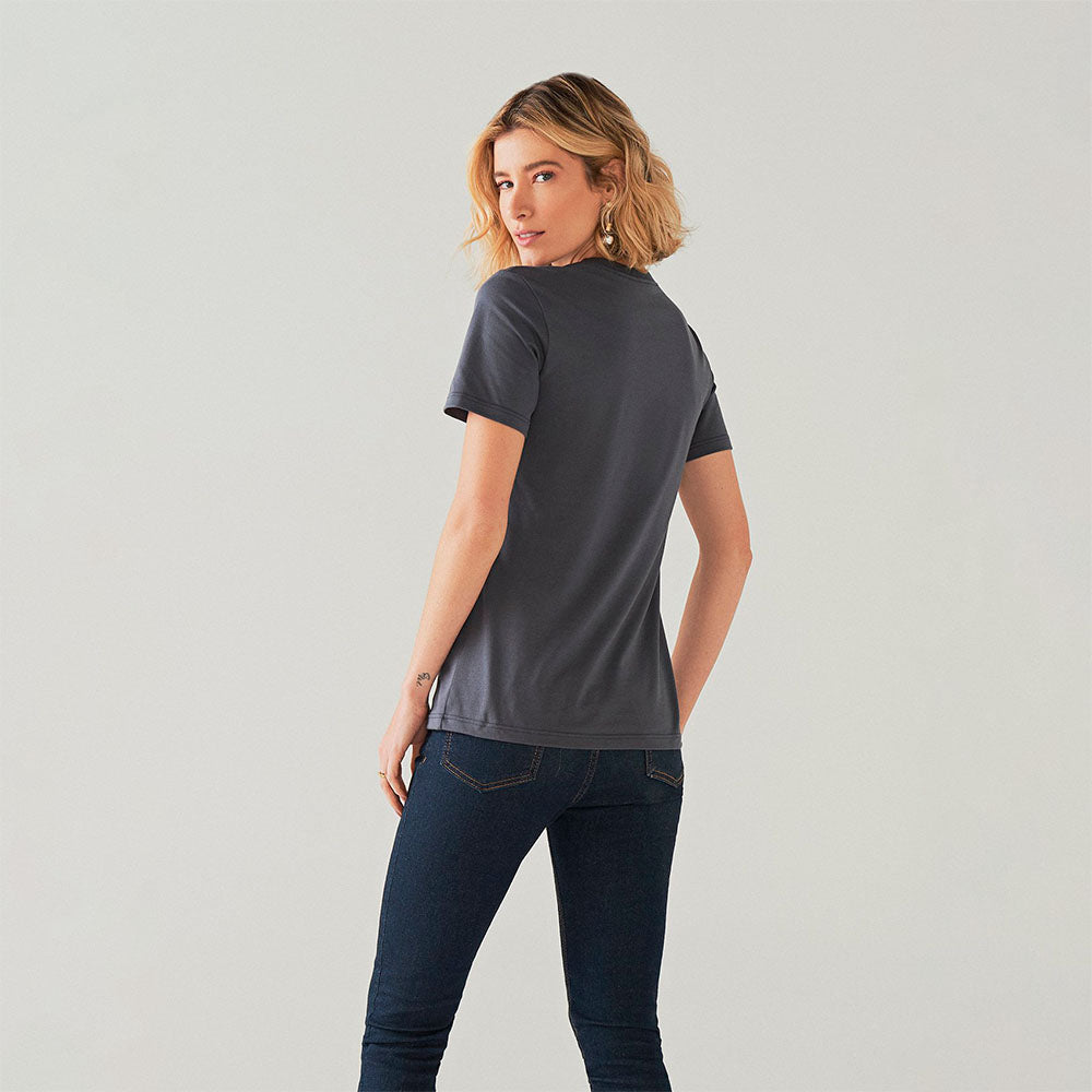 Camiseta Pima Feminina | Life Collection - Chumbo