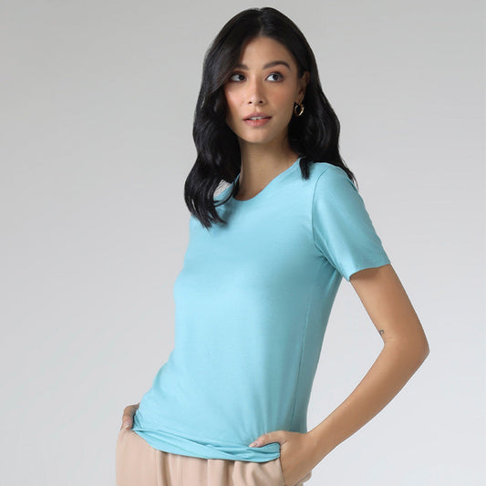 Camiseta Algodão Premium Feminina | Everyday Collection - Azul Turquesa
