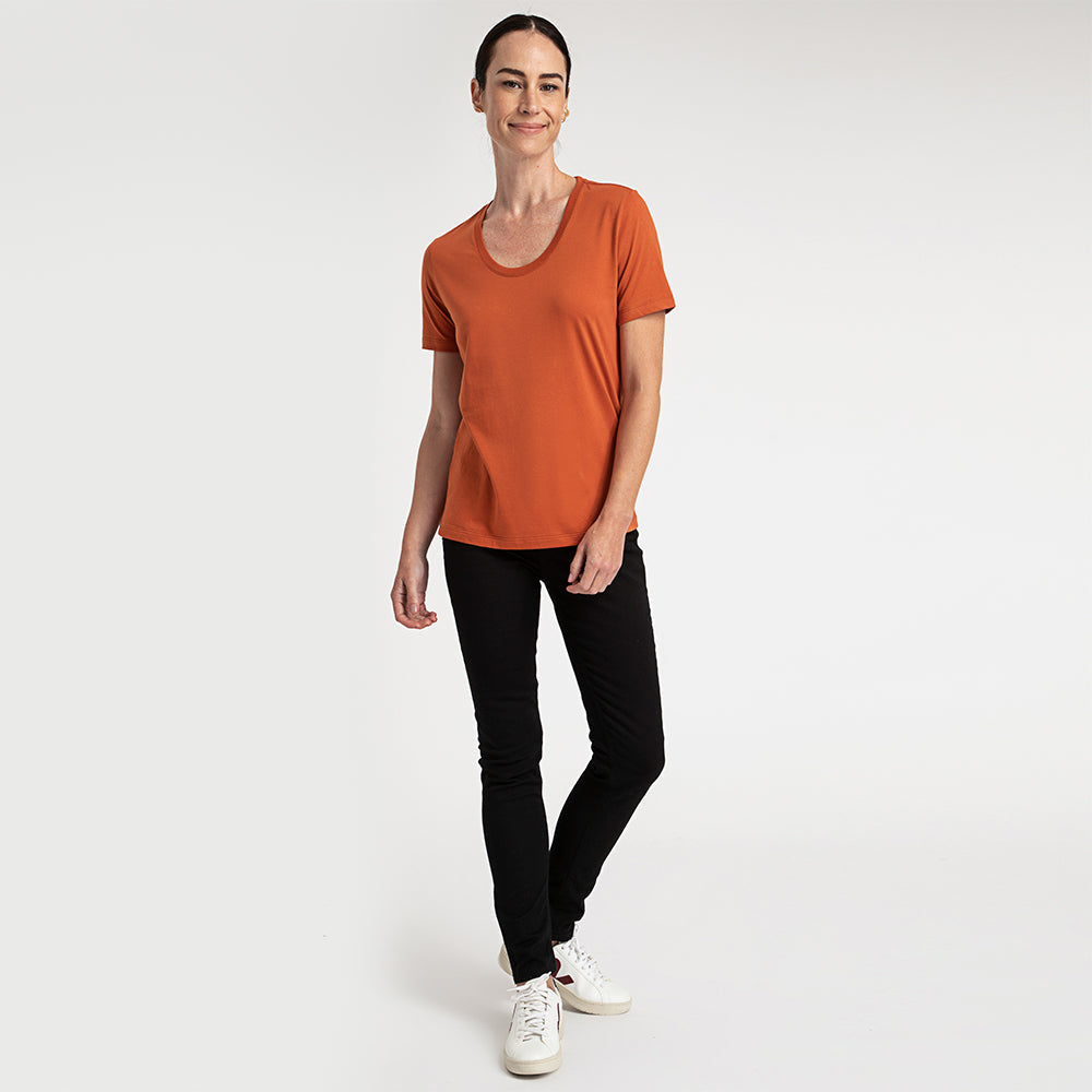 Camiseta Pima Gola U Feminina | Life Collection - Terracota