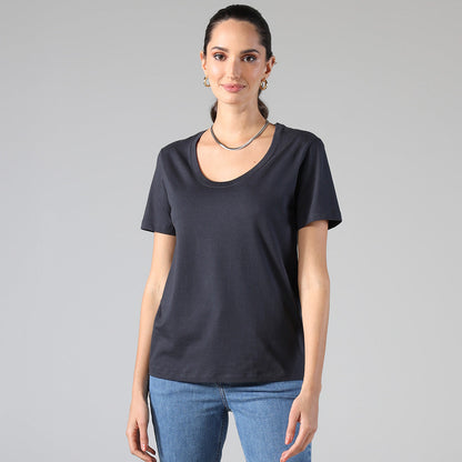 Camiseta Algodão Premium Gola U Feminina | Everyday Collection - Grafite