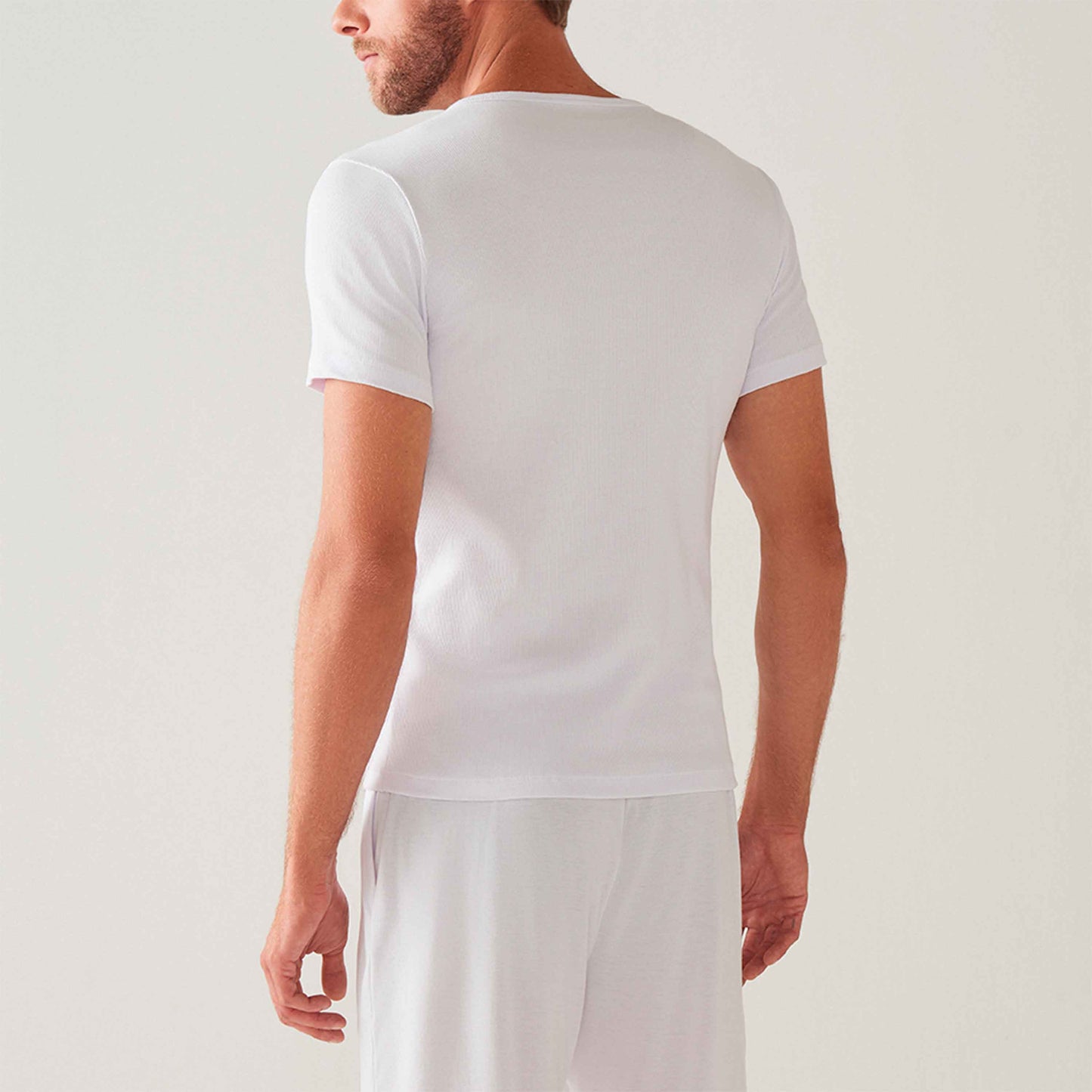 Camiseta Confort Canelada Masculina - Branco