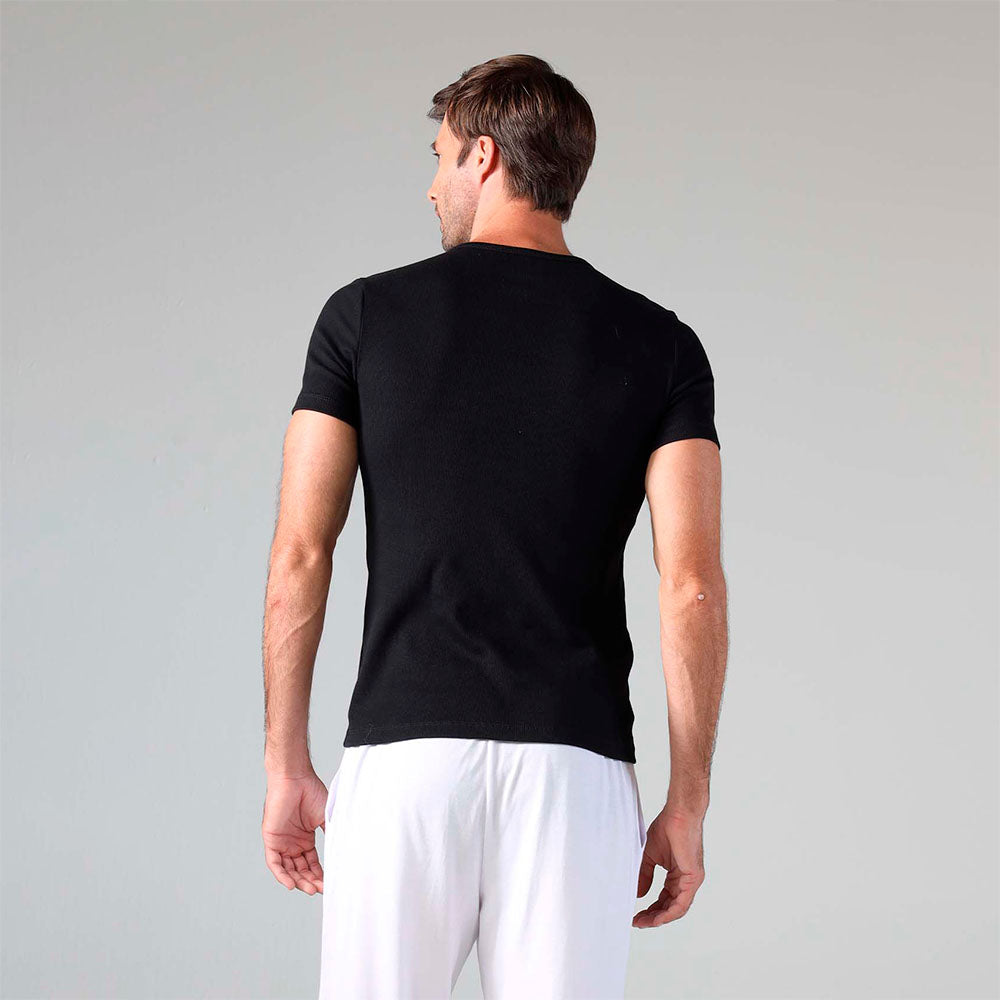 Camiseta Confort Canelada Masculina - Preto