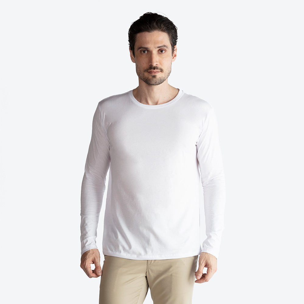 Camiseta Algodão Premium Manga Longa Masculina | Everyday Collection - Branco