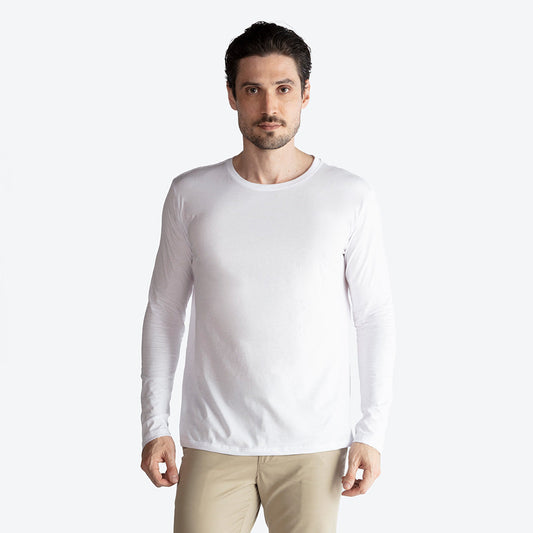 Camiseta Algodão Premium Manga Longa Masculina | Everyday Collection - Branco