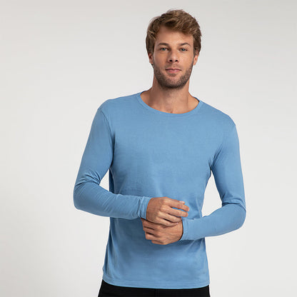 Camiseta Algodão Premium Manga Longa Masculina | Everyday Collection - Azul Celeste