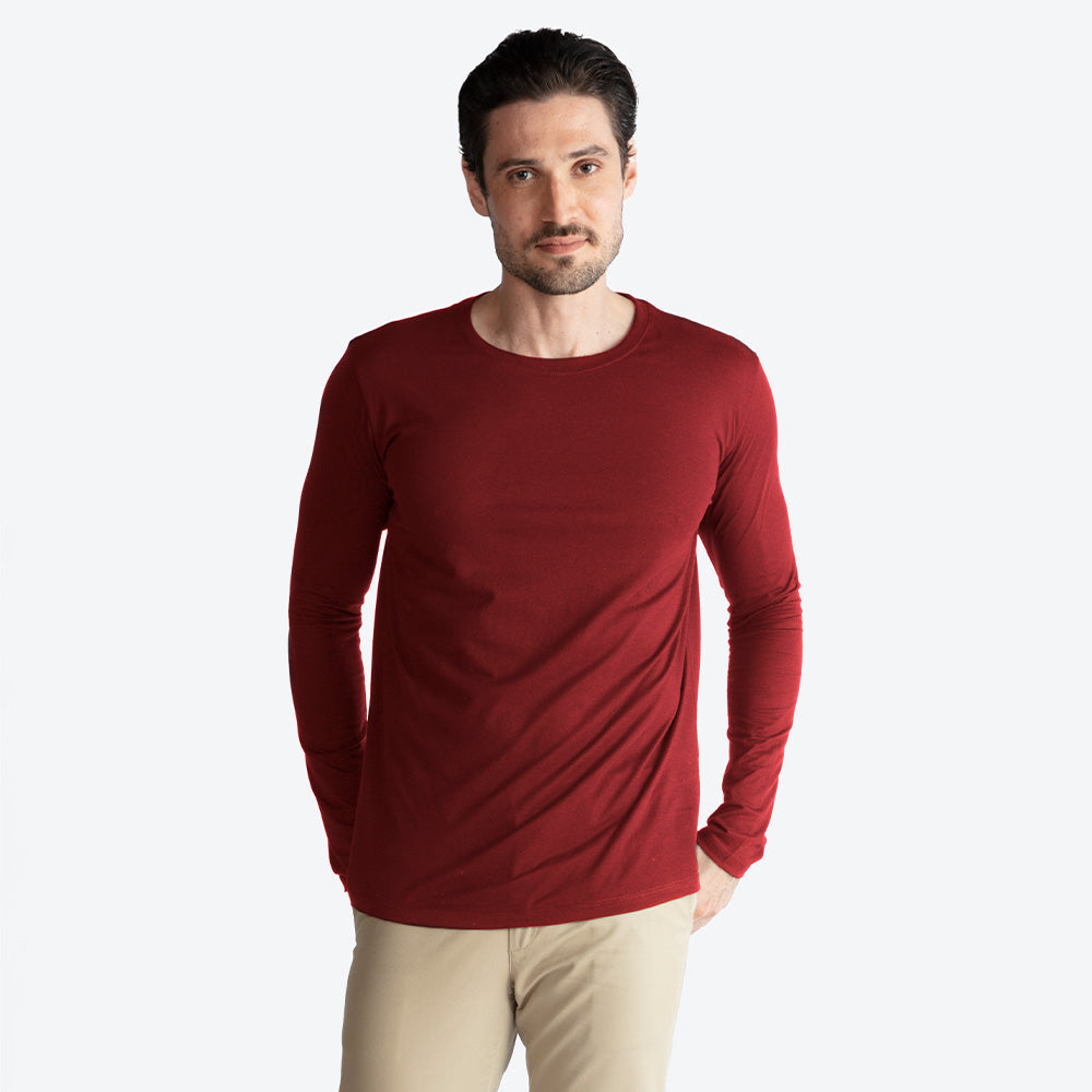 Camiseta Algodão Premium Manga Longa Masculina | Everyday Collection - Marsala