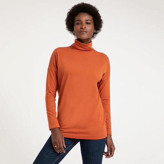 Blusa Pima Gola Rolê Feminina - Terracota