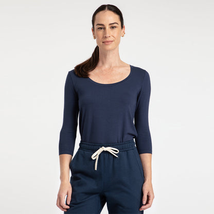 Blusa Modal Manga 3/4 Feminina | Travel Collection - Azul Marinho