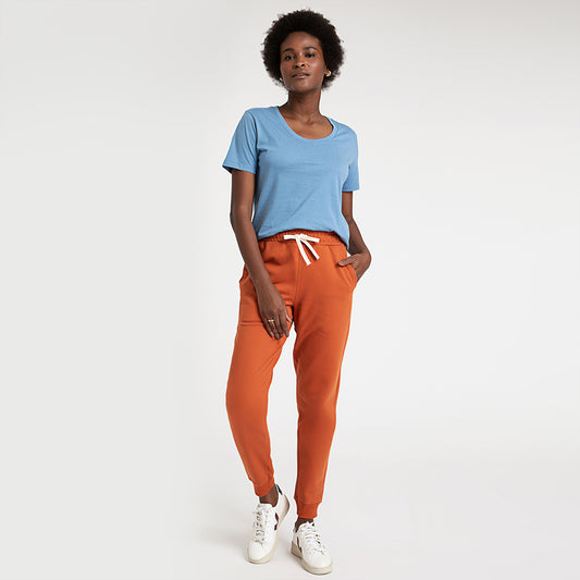 Calça Jogger de Moletom Feminina - Terracota