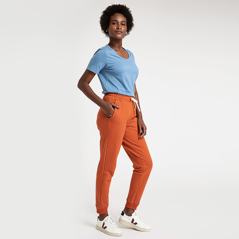 Calça Jogger de Moletom Feminina - Terracota