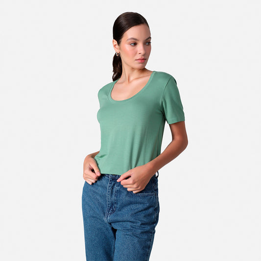 Tech T-Shirt Modal U Premium Feminina | Basico.com - Verde Oliva