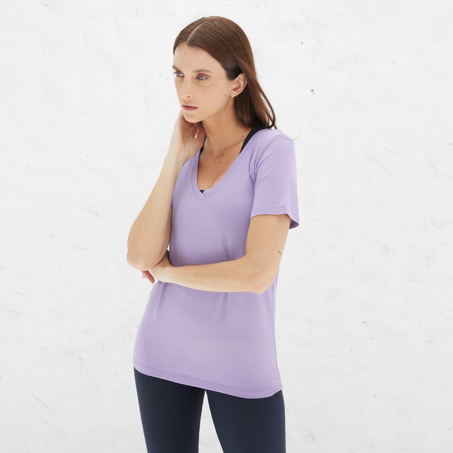 Tech T-Shirt Modal V Premium Feminina | Basico.com - Lilás