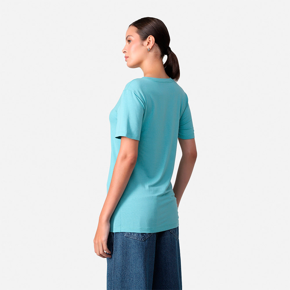 Tech T-Shirt Modal V Premium Feminina | Basico.com - Azul Turquesa